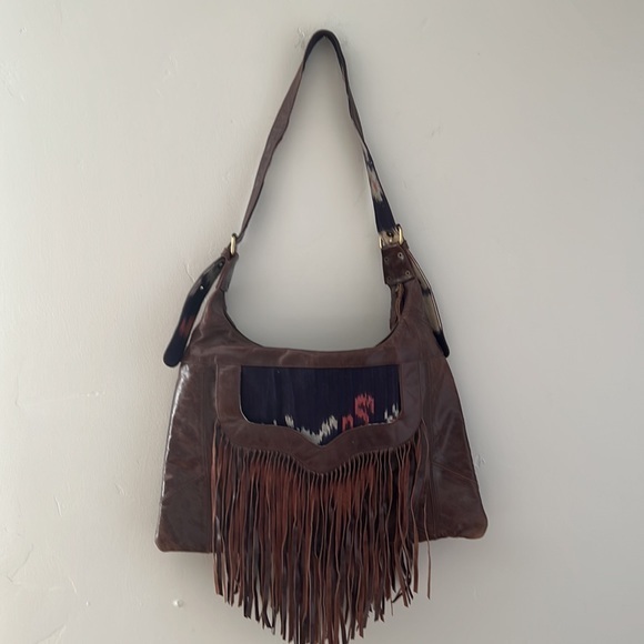 Cleobella leather and canvas fringe bag purse crossbody - Picture 6 of 13